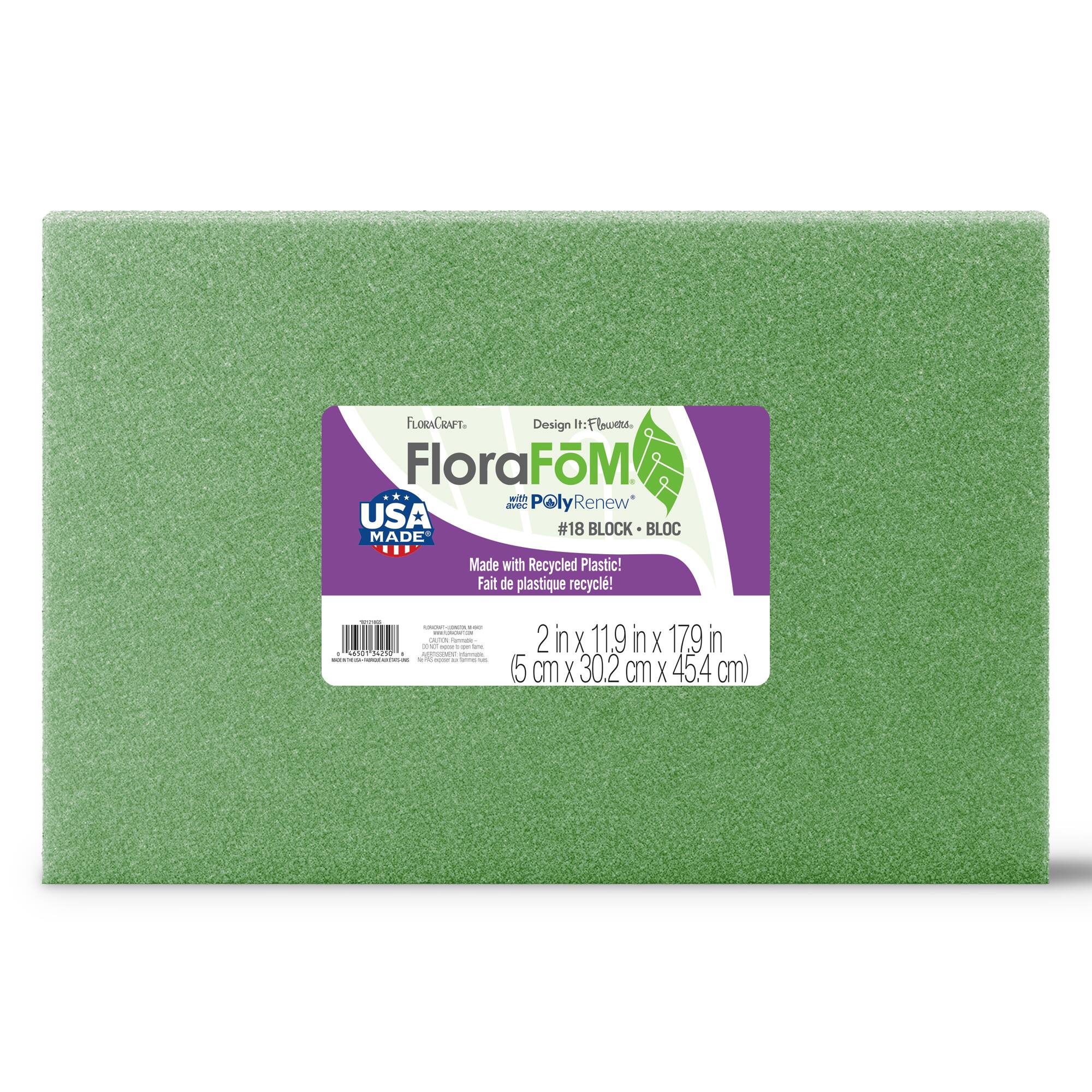 8 Pack: FloraCraft® FloraFōM® 18" x 12" x 2" Green Foam Block